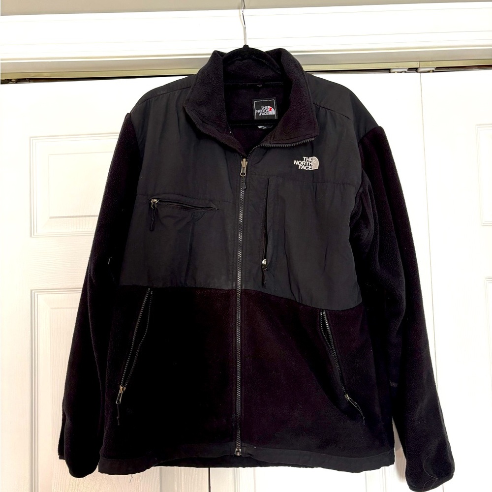 The North Face Mens Denali Fleece Jacket Full Zip Pockets Sherpa Black L